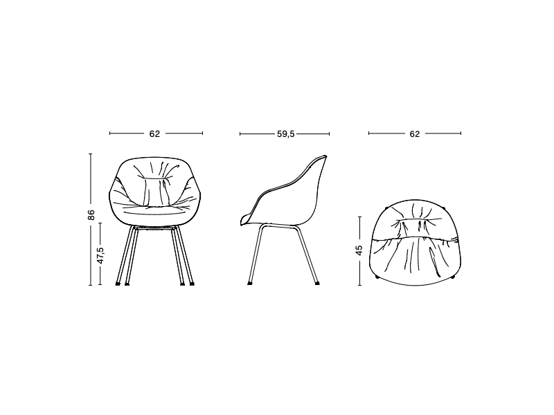 ABOUT A CHAIR - AAC 127 SOFT ARMCHAIR TUBE BASE