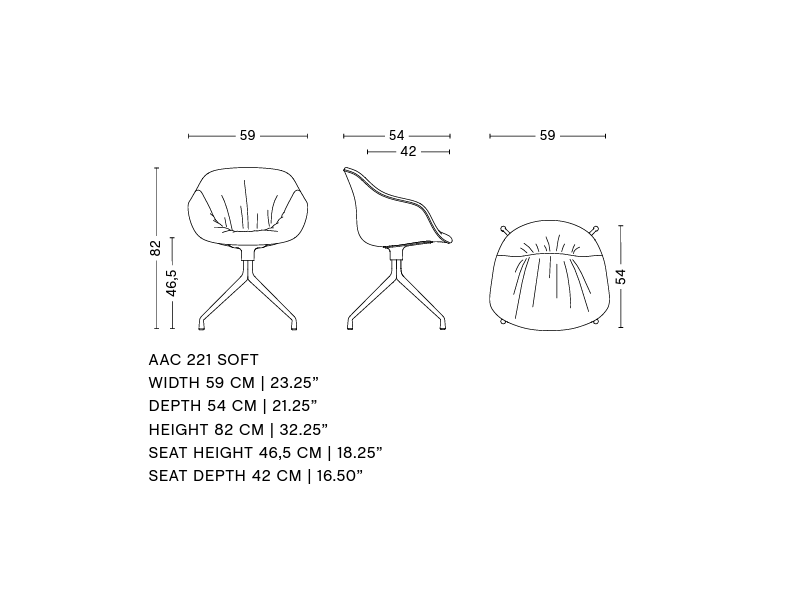 ABOUT A CHAIR - AAC 221 SOFT ARMCHAIR SWIVEL BASE