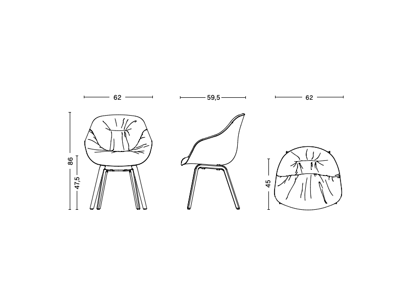 ABOUT A CHAIR - AAC 123 SOFT ARMCHAIR WOOD BASE